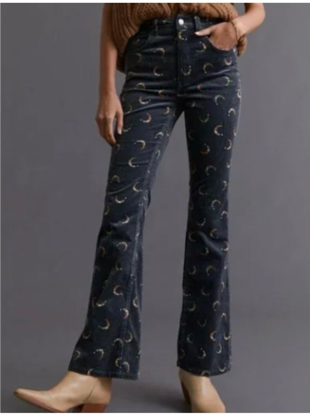 Anthropologie Pilcro The Icon Flare Corduroy Pants Crescent Moon